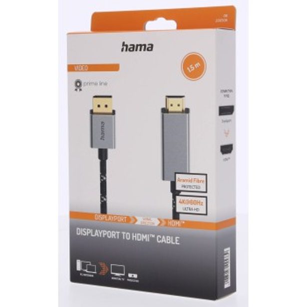 Hama kabel DisplayPort na HDMI 1,5 m, UHD/4K@60 Hz, Prime Line