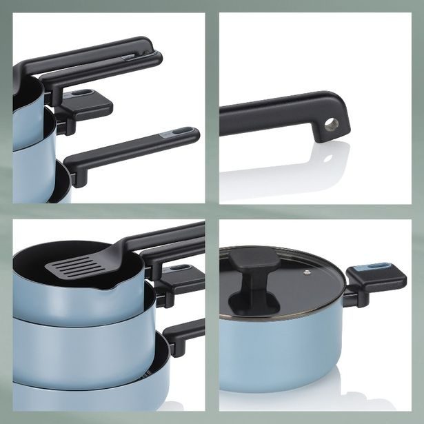 KELA Sada hrnců Mira s keramickým povrchem 5 ks, kouřově modrá KL-15200