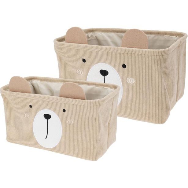 HOMESTYLING Dětský úložný koš na prádlo i hračky kvádr sada 2 ks béžová KO-HZ1993160bezo
