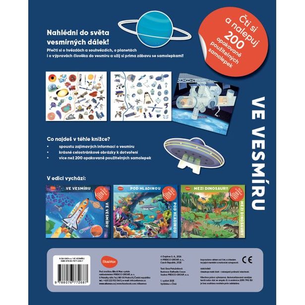 Čti a nalepuj – VE VESMÍRU, kniha se samolepkami