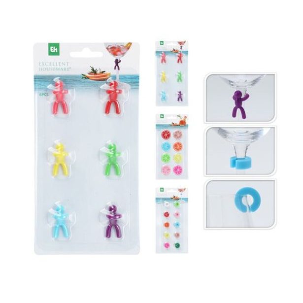 rozlišovač.značky-8ks-sklenice, 3druhy, silikon