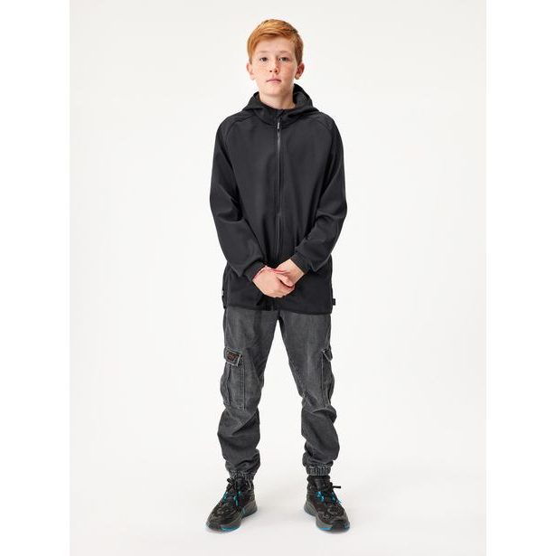 Unuo, Dětská softshellová bunda s fleecem pružná Basic, Černá
