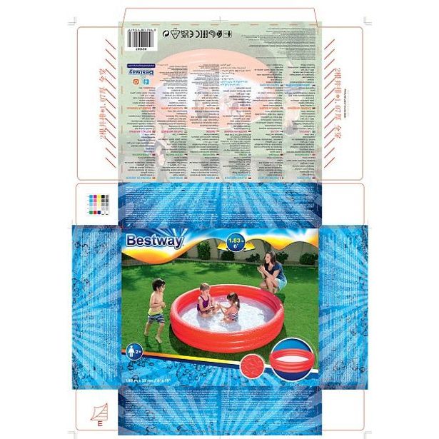 Bestway Nafukovací bazének červený, modrý, průměr 183 cm, výška 33cm