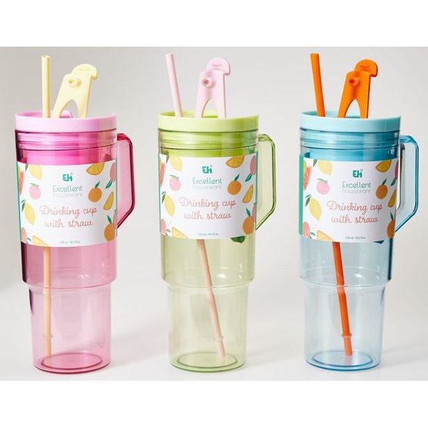 hrnek 1000ml, 3barvy, brčko, d9,8x26,5cm, AKRYLON, plast