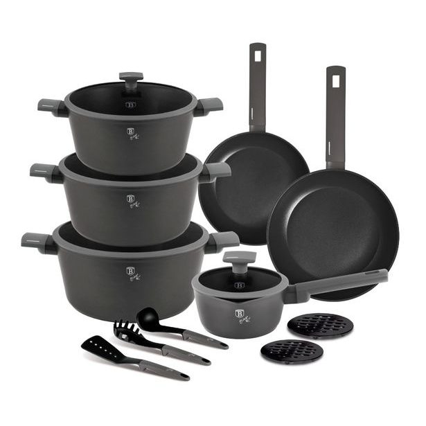 BERLINGERHAUS Sada nádobí s titanovým povrchem 15 ks Antracit Collection BH-8141