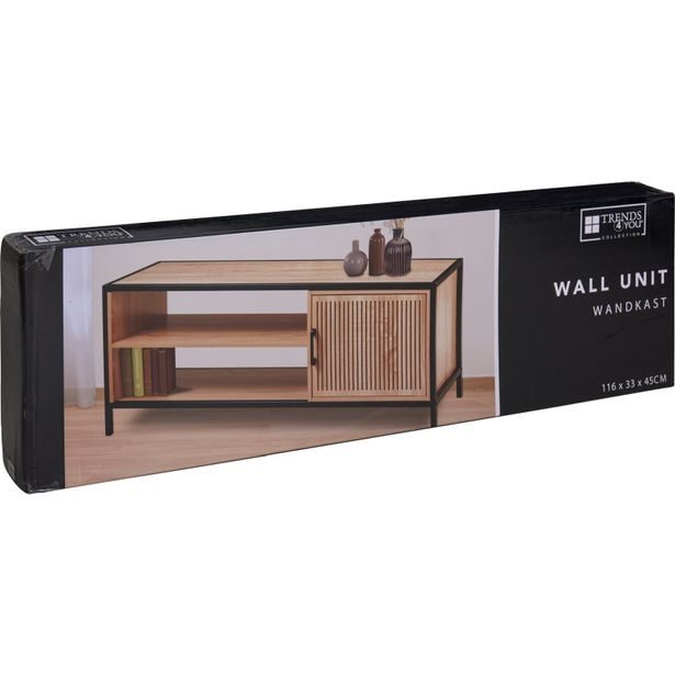 H & S COLLECTION TV stolek skříňka s policemi 116x33x45 cm černá/dřevo KO-NB1510600