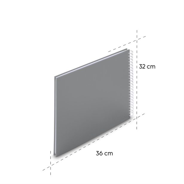 Hama album klasické spirálové FINE ART 36x32 cm, 50 stran, kamenná šedá, bílé listy