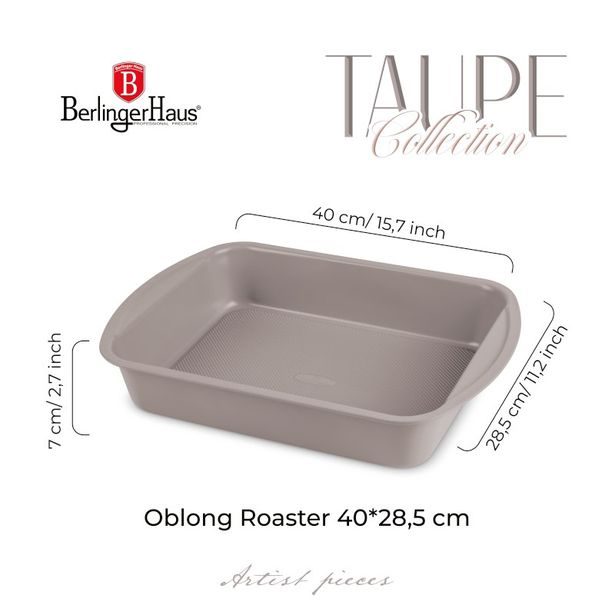 BERLINGERHAUS Plech na pečení s titanovým povrchem 40x28,5 cm Taupe Collection BH-7907