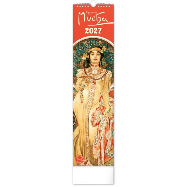 NOTIQUE Nástěnný kalendář Alfons Mucha 2027, 12 x 48 cm