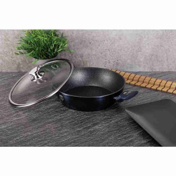 BERLINGERHAUS Pekáč kulatý s mramorovým povrchem a poklicí 28 cm Aquamarine Metallic Line BH-1877