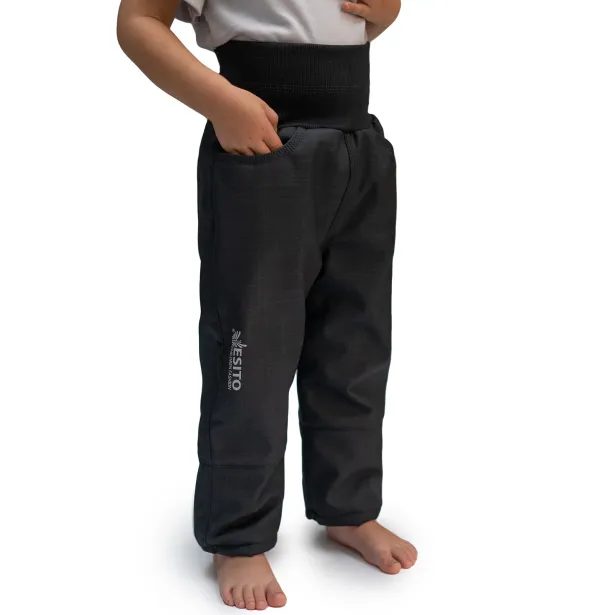 ESITO Dětské softshellové oteplovačky na zimu Black - černá