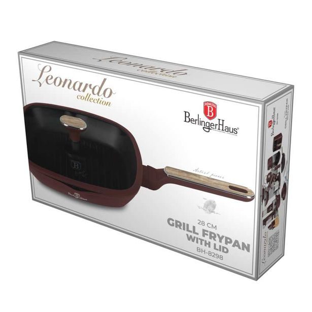 BERLINGERHAUS Grilovací pánev s titanovým povrchem a poklicí 28 cm Leonardo Nordic Collection BH-8298