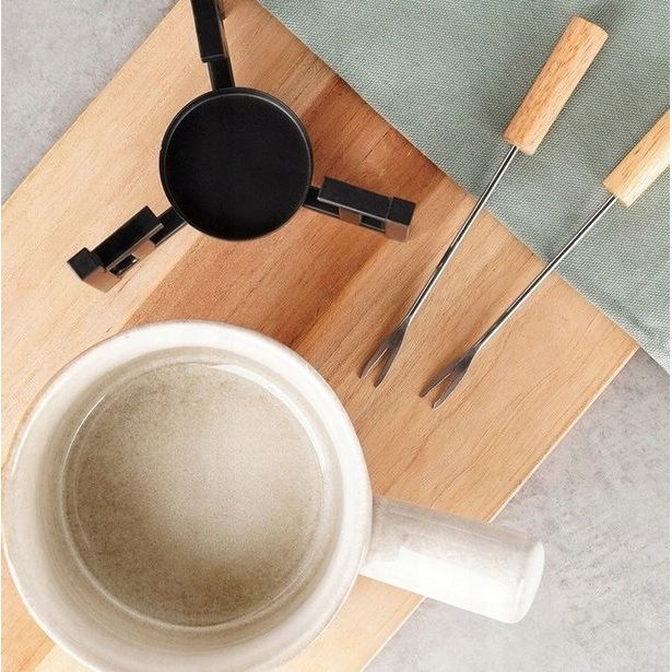 EXCELLENT HOUSEWARE Fondue porcelánové s hořákem 450 ml + 2 vidličky KO-170487010