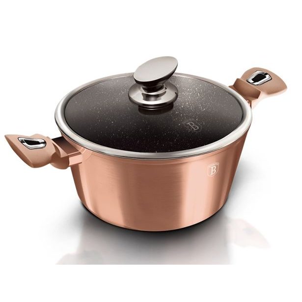 BERLINGERHAUS Kastrol s mramorovým povrchem a poklicí 28 cm Rosegold Metallic Line BH-1516