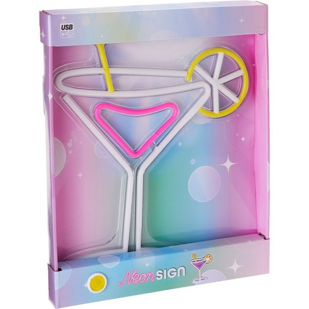 H & S COLLECTION Dekorace svítící nástěnná 30 × 38 cm coctail citron KO-NE1100230citr