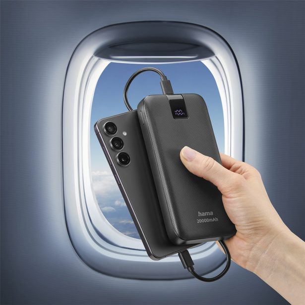 Hama PD 20 powerbanka, 20000 mAh, 3 výstupy: 1x USB-C, 2x USB-A, LED displej, PD, Qualcomm