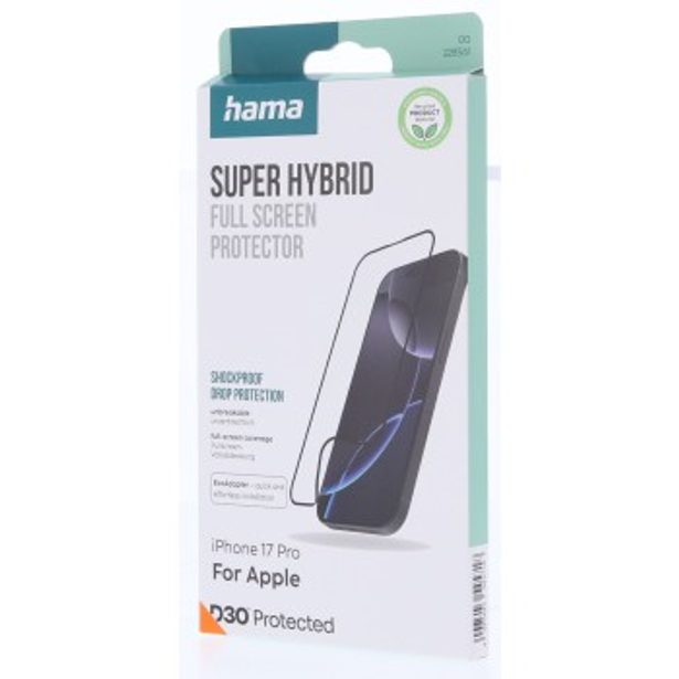 Hama Super Hybrid, nerozbitné ochranné sklo na displej pro Apple iPhone 17 Pro, licence D3O®