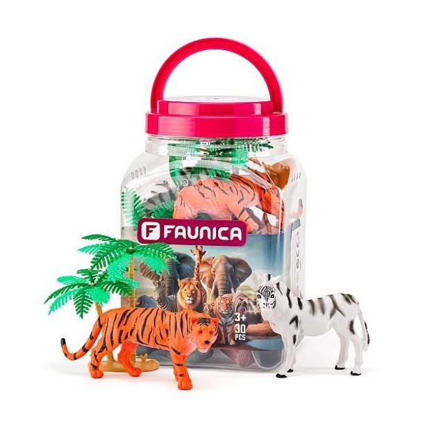 FAUNICA Zvířátka Safari - sada figurek v MEGA tubě