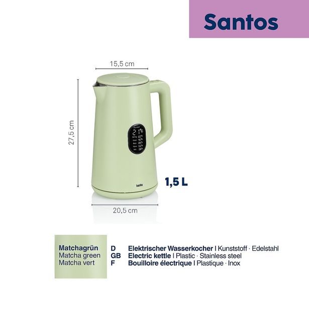 KELA Rychlovarná konvice Santos 1,5l zelená KL-10136