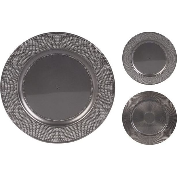 podnos d33cm, STŘÍBNÝ, plast