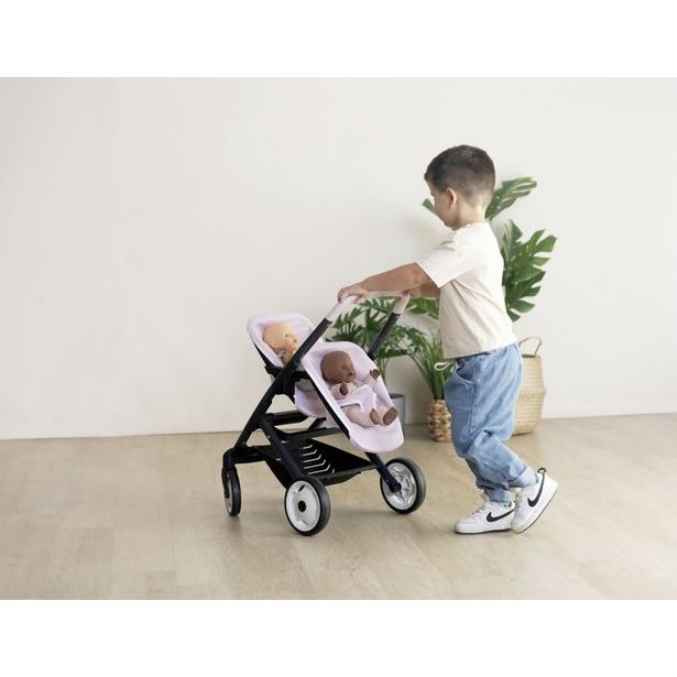 Sportovní kočárek pro panenky dvojčata Maxi Cosi světle růžový