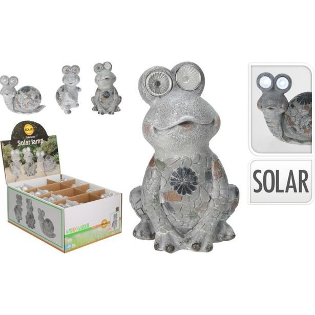 svítilna solární 3DRUHY, ZVÍŘÁTKA šedá, polystone