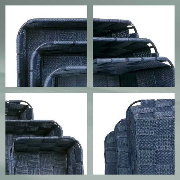 KELA Košík Alvaro PP vláknová stuha kouřově modrá 3 kusy KL-24378