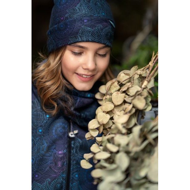 Unuo, Dětská čepice fleecová nespadená, Temná mandala