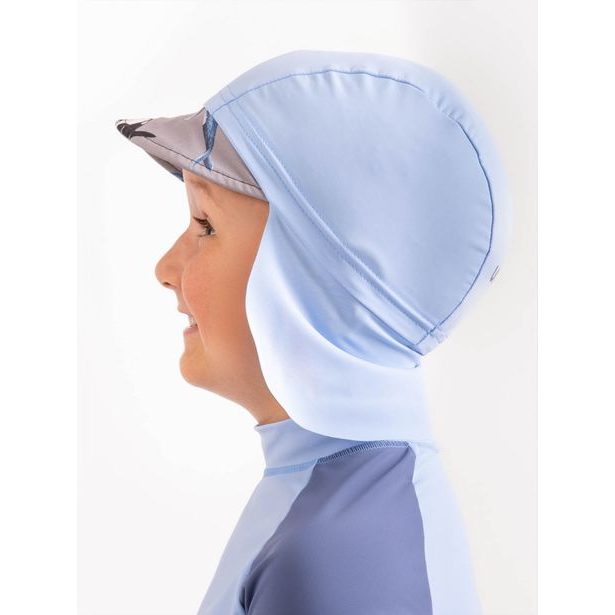 Unuo, Dětská kšiltovka s plachetkou a UV ochranou 50+, Sv. Modrá, Velryby