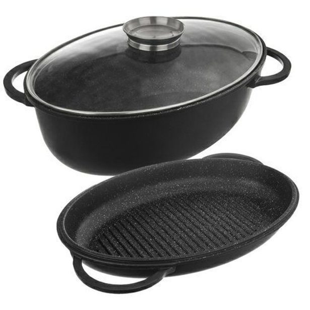 pekáč 43x30x17cm GRANDE Aroma oboustr.+pokl.sklo