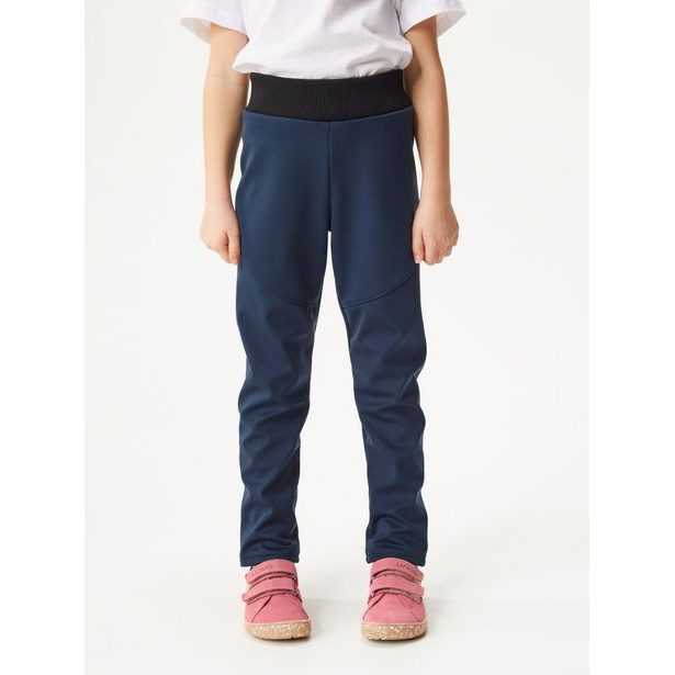 Unuo Dětské softshellové kalhoty s fleecem pružné Sporty, Tm. Modročerná