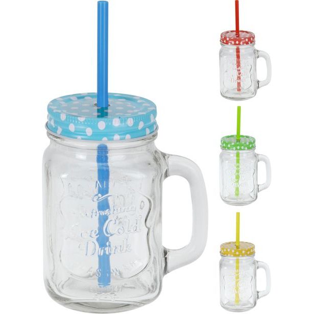 sklen. 400ml, 1ks, s uchem, PUNTÍK,kov.uz., brčko