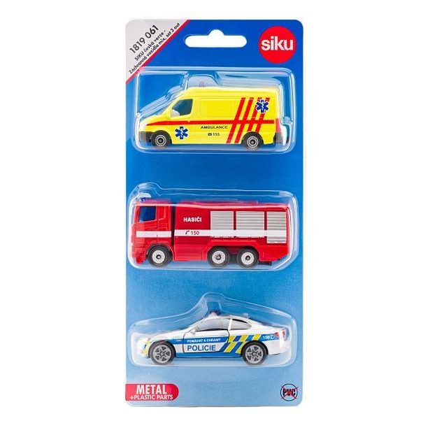 SIKU česká verze - set mix policie, hasiči, ambulance
