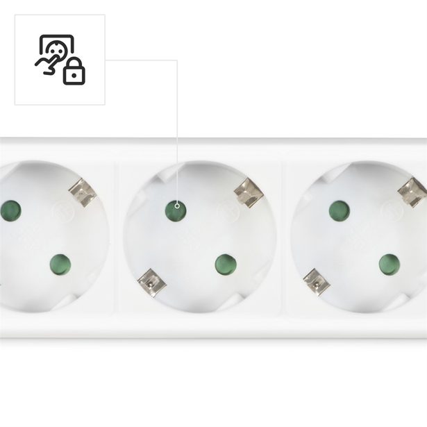Hama prodlužovací přívod s vypínačem, 6x zásuvka schuko, 1,4 m, bílý