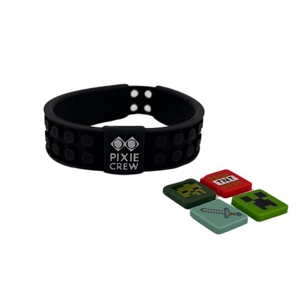 PIXIE CREW PIXIE CREW &amp; MINECRAFT Nastavitelný náramek, černá, 4 multipixely