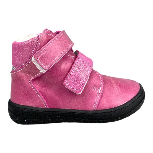 Dětská zimní kožená bota s kožíškem a třpytkami Jonap růžové