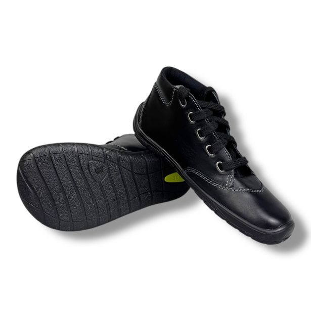 FARE BARE MATEO – chlapecké barefoot kotníkové boty z kůže černé