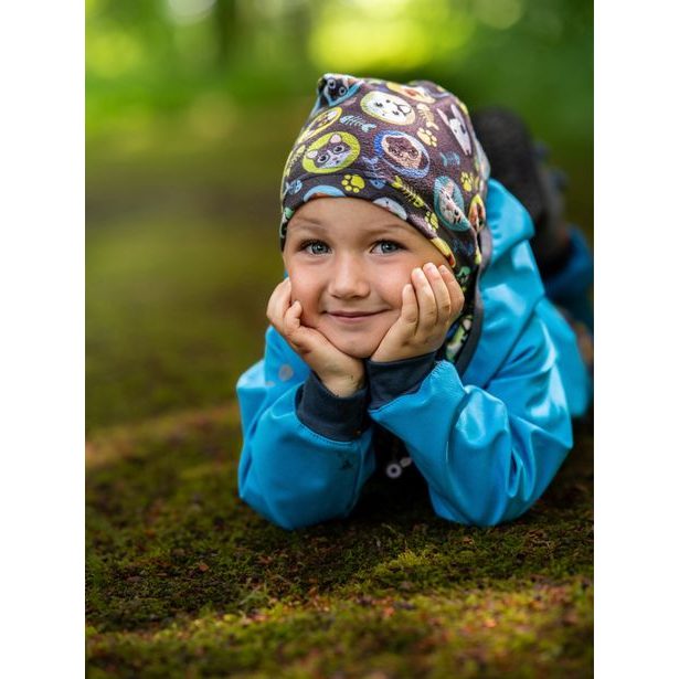 unuo fleecová čepice Kočka a pes kluk