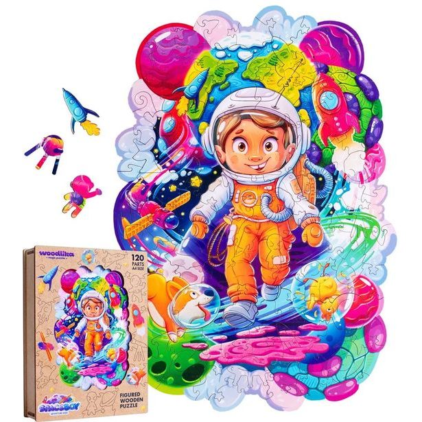 DŘEVĚNÉ BAREVNÉ PUZZLE - Vesmírný dobrodruh