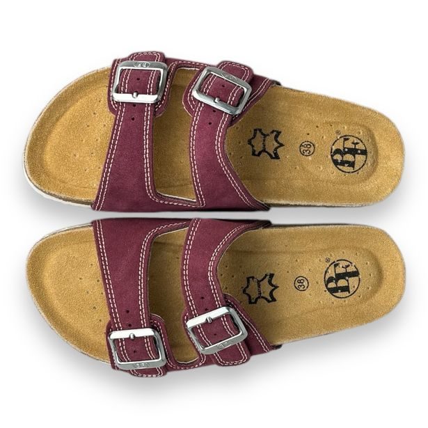 Dívčí kožené pantofle Best Feet - bordo