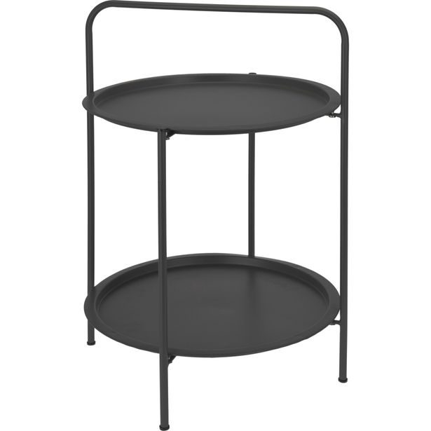 AMBIANCE Odkládací stolek s policí kulatý 50 cm tmavě šedý KO-X99000270