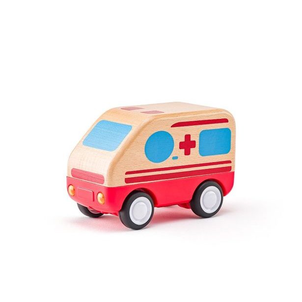 WOODY Auto sanitka se zvuky a světlem, setrvačník