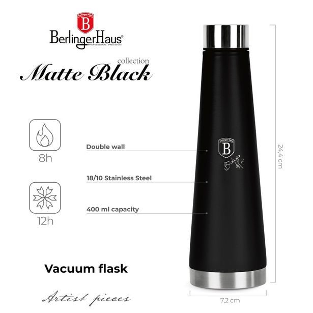 BERLINGERHAUS Termoska lahev na pití nerez 0,4 l Matte Black Collection BH-8750