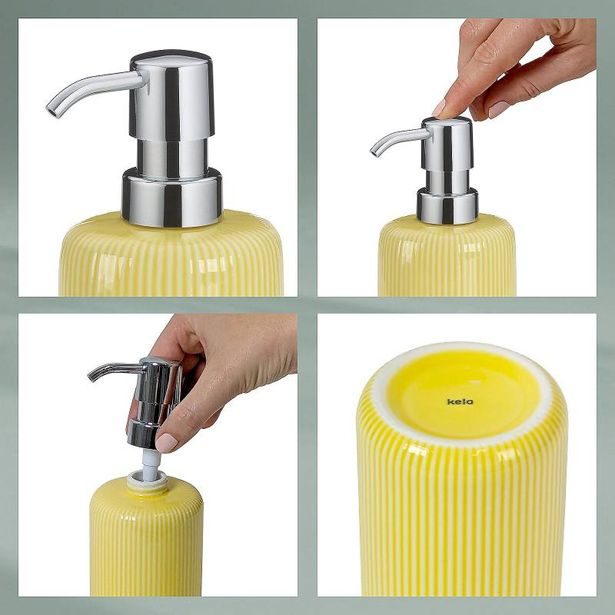 KELA Dávkovač mýdla Ava keramika žlutá 17,5cm 7,5cm 350,0 ml KL-24430