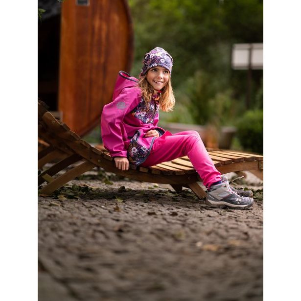 Unuo Dětské softshellové kalhoty s fleecem pružné Fantasy, Fuchsiová