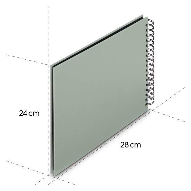 Hama album klasický špirálový FINE ART 28x24 cm, 50 strán, sage, čierne listy