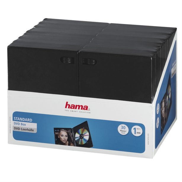 Hama DVD obal na 1 DVD, s fólií, černý, 30 ks (cena uvedena za balení)