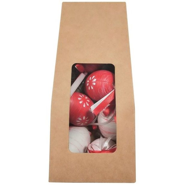 dekorace VAJÍČKA červená 6cm, plast, 6ks, závěs