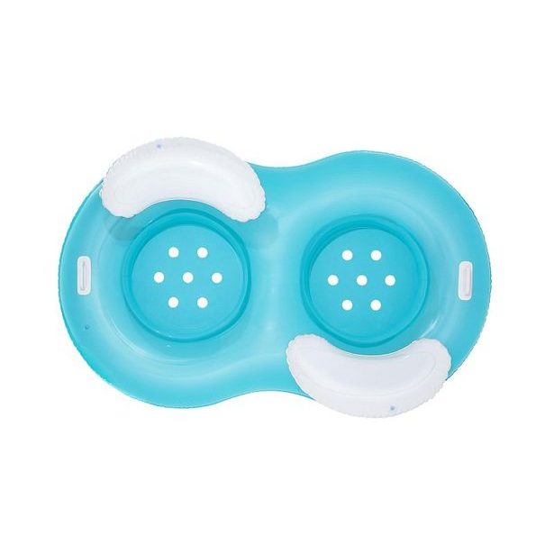 Nafukovací dvojitý kruh s madly modrý - 188x117 cm