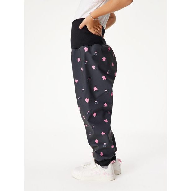 Unuo, Batolecí softshellové kalhoty s fleecem Basic, Černá, Květiny